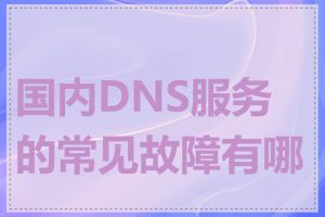 国内DNS服务的常见故障有哪些