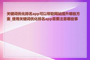 关键词优化排名app可以帮助网站提升哪些方面_使用关键词优化排名app需要注意哪些事项