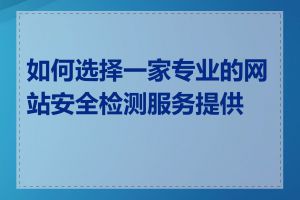 如何选择一家专业的网站安全检测服务提供商