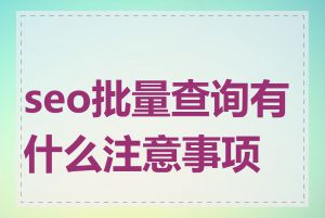 seo批量查询有什么注意事项吗