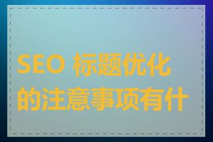 SEO 标题优化的注意事项有什么