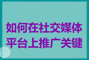 如何在社交媒体平台上推广关键词