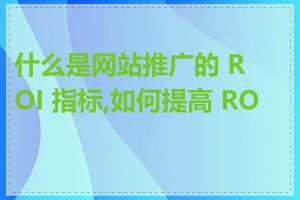 什么是网站推广的 ROI 指标,如何提高 ROI