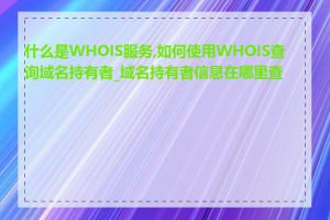 什么是WHOIS服务,如何使用WHOIS查询域名持有者_域名持有者信息在哪里查看