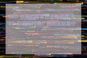 SEO 引流的基本方法有哪些_SEO 引流和付费广告的区别是什么