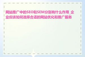 网站推广中的SEO和SEM分别有什么作用_企业应该如何选择合适的网站优化和推广服务商
