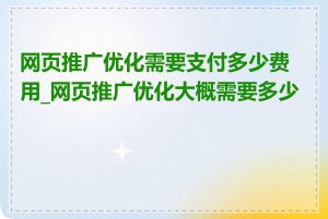 网页推广优化需要支付多少费用_网页推广优化大概需要多少钱