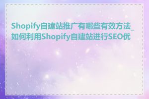 Shopify自建站推广有哪些有效方法_如何利用Shopify自建站进行SEO优化