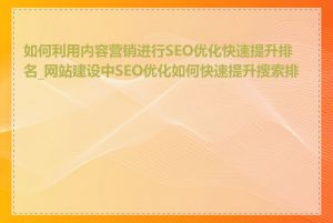 如何利用内容营销进行SEO优化快速提升排名_网站建设中SEO优化如何快速提升搜索排名