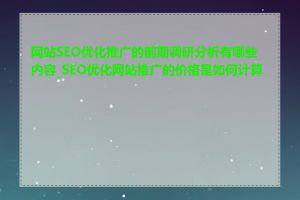 网站SEO优化推广的前期调研分析有哪些内容_SEO优化网站推广的价格是如何计算的