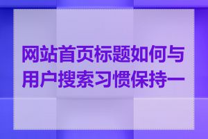 网站首页标题如何与用户搜索习惯保持一致