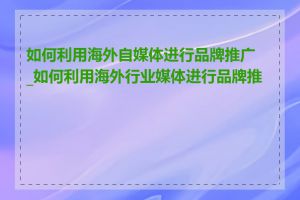 如何利用海外自媒体进行品牌推广_如何利用海外行业媒体进行品牌推广