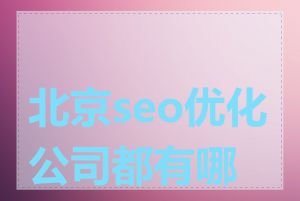 北京seo优化公司都有哪些