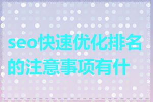 seo快速优化排名的注意事项有什么