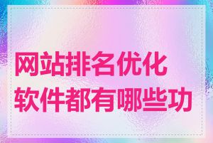 网站排名优化软件都有哪些功能