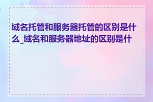 域名托管和服务器托管的区别是什么_域名和服务器地址的区别是什么