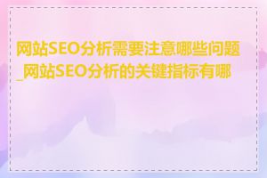 网站SEO分析需要注意哪些问题_网站SEO分析的关键指标有哪些