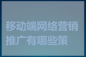 移动端网络营销推广有哪些策略