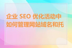 企业 SEO 优化活动中如何管理网站域名和托管