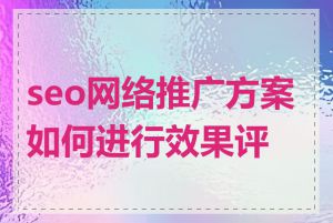seo网络推广方案如何进行效果评估