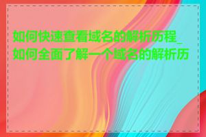 如何快速查看域名的解析历程_如何全面了解一个域名的解析历史