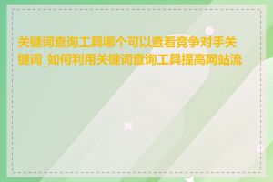 关键词查询工具哪个可以查看竞争对手关键词_如何利用关键词查询工具提高网站流量