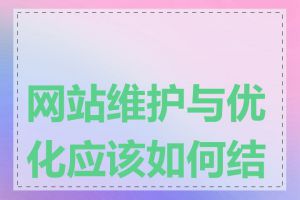 网站维护与优化应该如何结合