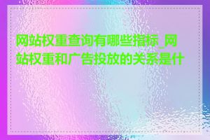 网站权重查询有哪些指标_网站权重和广告投放的关系是什么