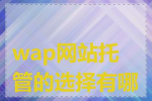 wap网站托管的选择有哪些