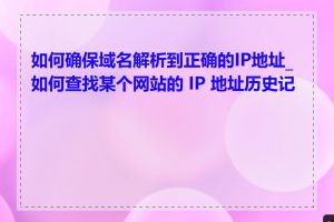 如何确保域名解析到正确的IP地址_如何查找某个网站的 IP 地址历史记录