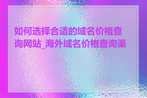 如何选择合适的域名价格查询网站_海外域名价格查询渠道