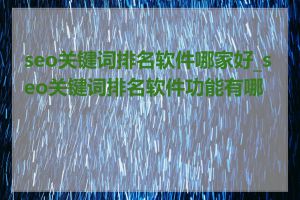 seo关键词排名软件哪家好_seo关键词排名软件功能有哪些