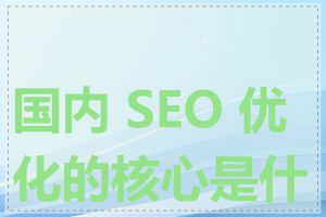 国内 SEO 优化的核心是什么