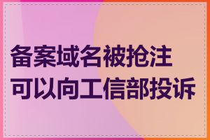 备案域名被抢注可以向工信部投诉吗