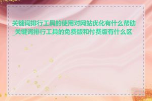关键词排行工具的使用对网站优化有什么帮助_关键词排行工具的免费版和付费版有什么区别