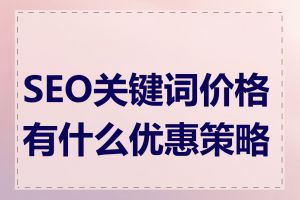 SEO关键词价格有什么优惠策略吗