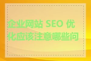 企业网站 SEO 优化应该注意哪些问题