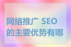 网络推广 SEO 的主要优势有哪些