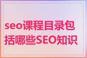 seo课程目录包括哪些SEO知识点