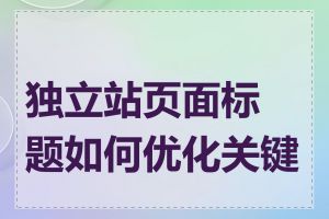 独立站页面标题如何优化关键词