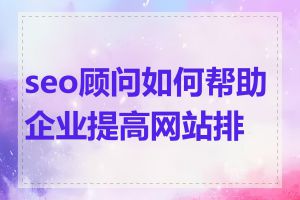 seo顾问如何帮助企业提高网站排名