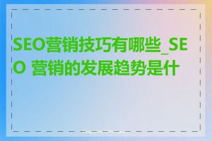 SEO营销技巧有哪些_SEO 营销的发展趋势是什么
