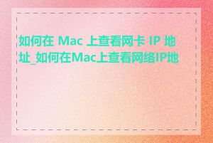 如何在 Mac 上查看网卡 IP 地址_如何在Mac上查看网络IP地址