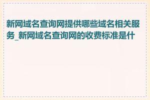 新网域名查询网提供哪些域名相关服务_新网域名查询网的收费标准是什么