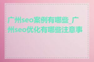 广州seo案例有哪些_广州seo优化有哪些注意事项