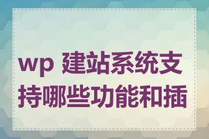 wp 建站系统支持哪些功能和插件