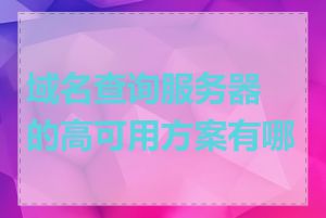 域名查询服务器的高可用方案有哪些