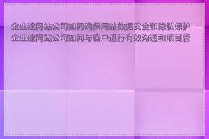 企业建网站公司如何确保网站数据安全和隐私保护_企业建网站公司如何与客户进行有效沟通和项目管理