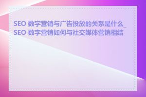 SEO 数字营销与广告投放的关系是什么_SEO 数字营销如何与社交媒体营销相结合