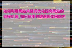 如何利用网站关键词优化提高网站的链接价值_如何使用关键词优化网站内容